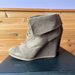 Mossimo Supply Co. Fold-Over Wedge Ankle Boot in Taupe